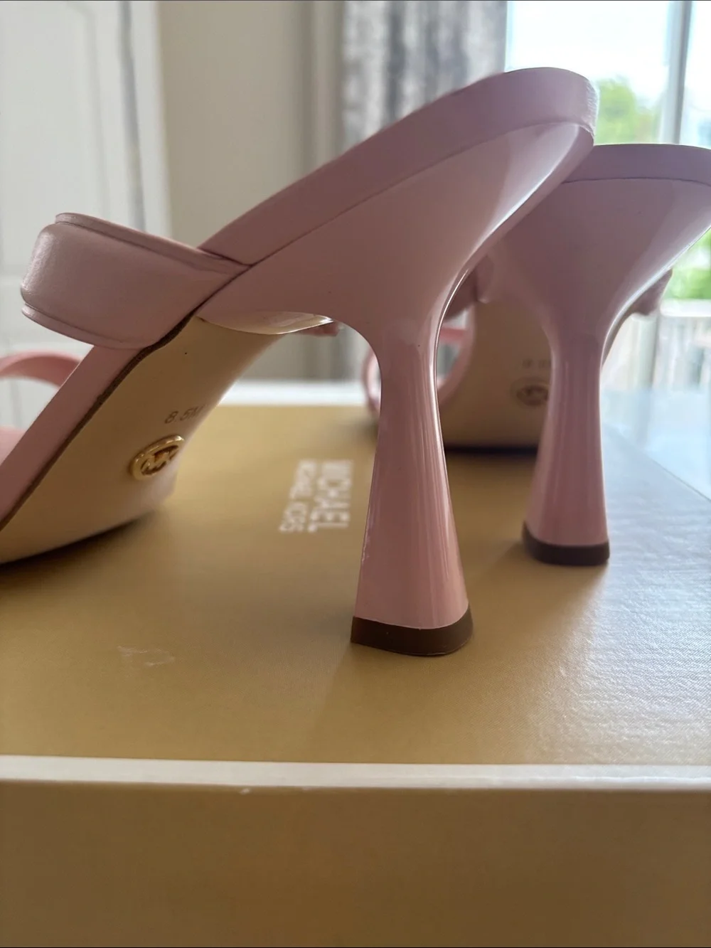 Michael Kors Smokey Rose Dual-Strap Leather Heeled Slide